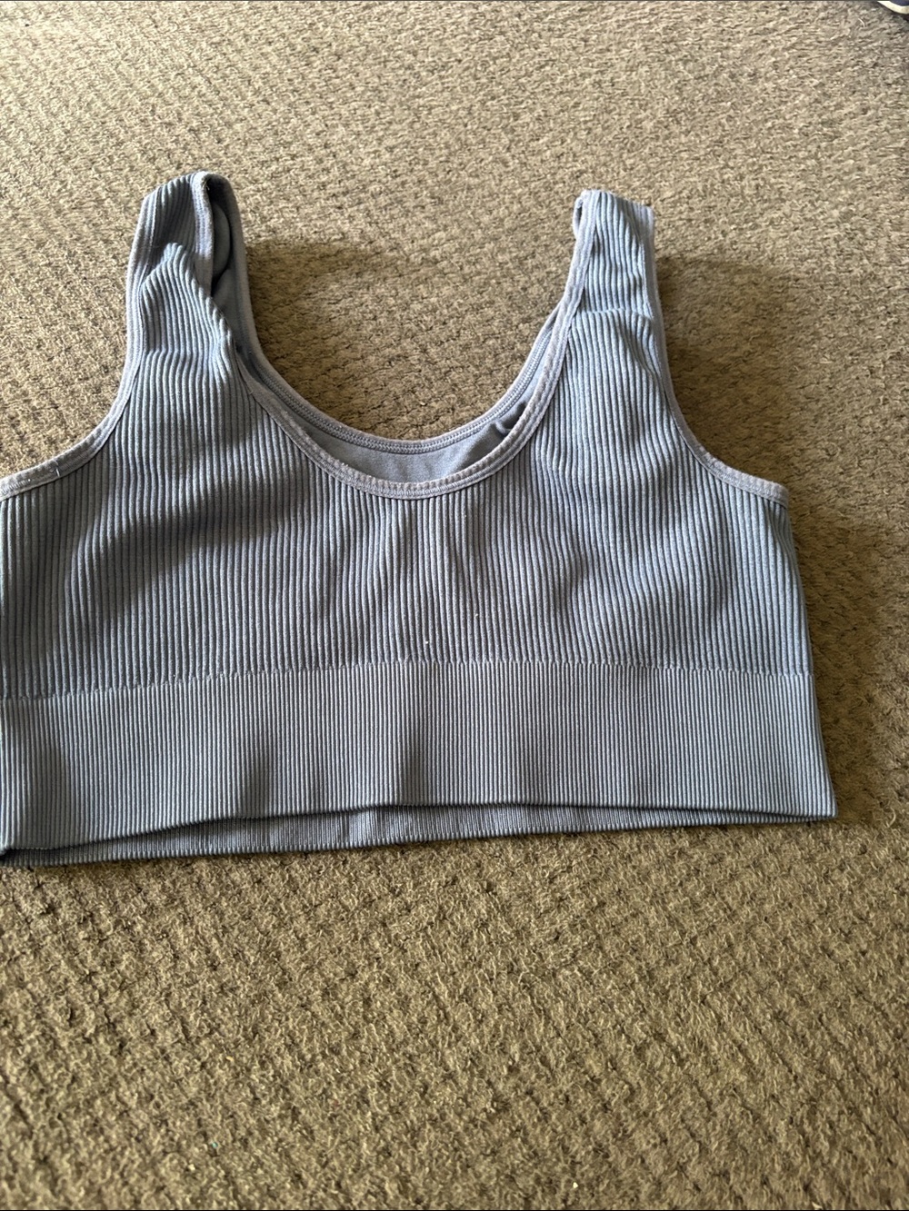 Aerie Seamless Ribbed Crop Bralette - Light blue size large - Picture 3 of 3